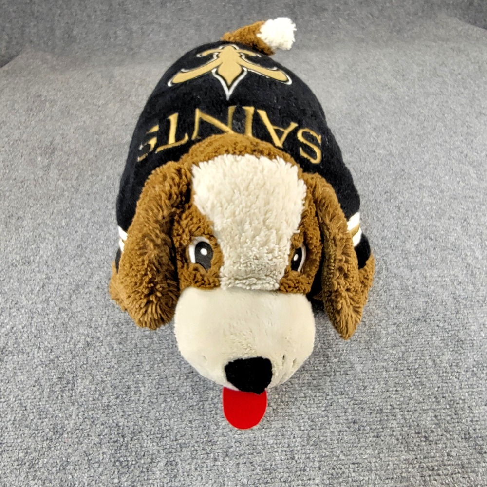 Pillow Pets 19" NFL New‎ Orleans Saints Plush Dog Pillow Black Gold Fleur-de-lis